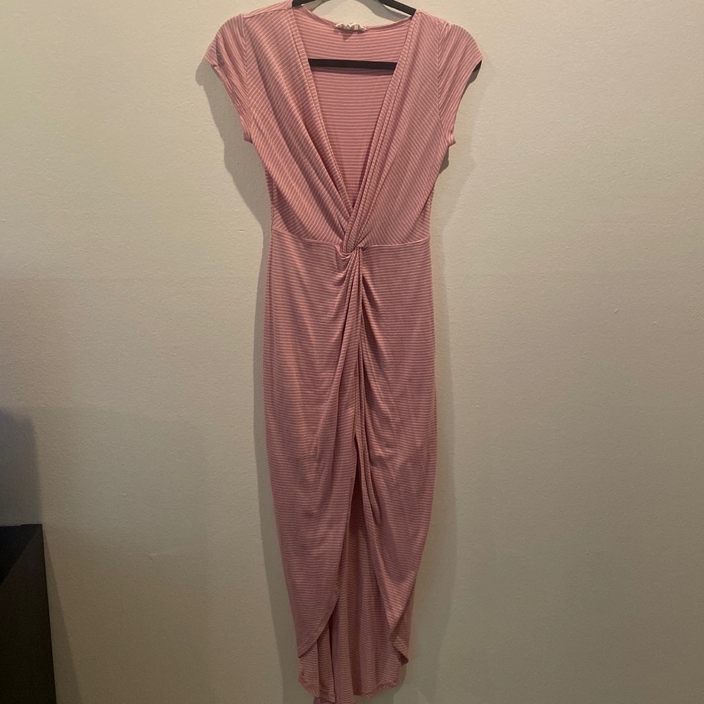 Soft Pink High-Low Fitted Dress
